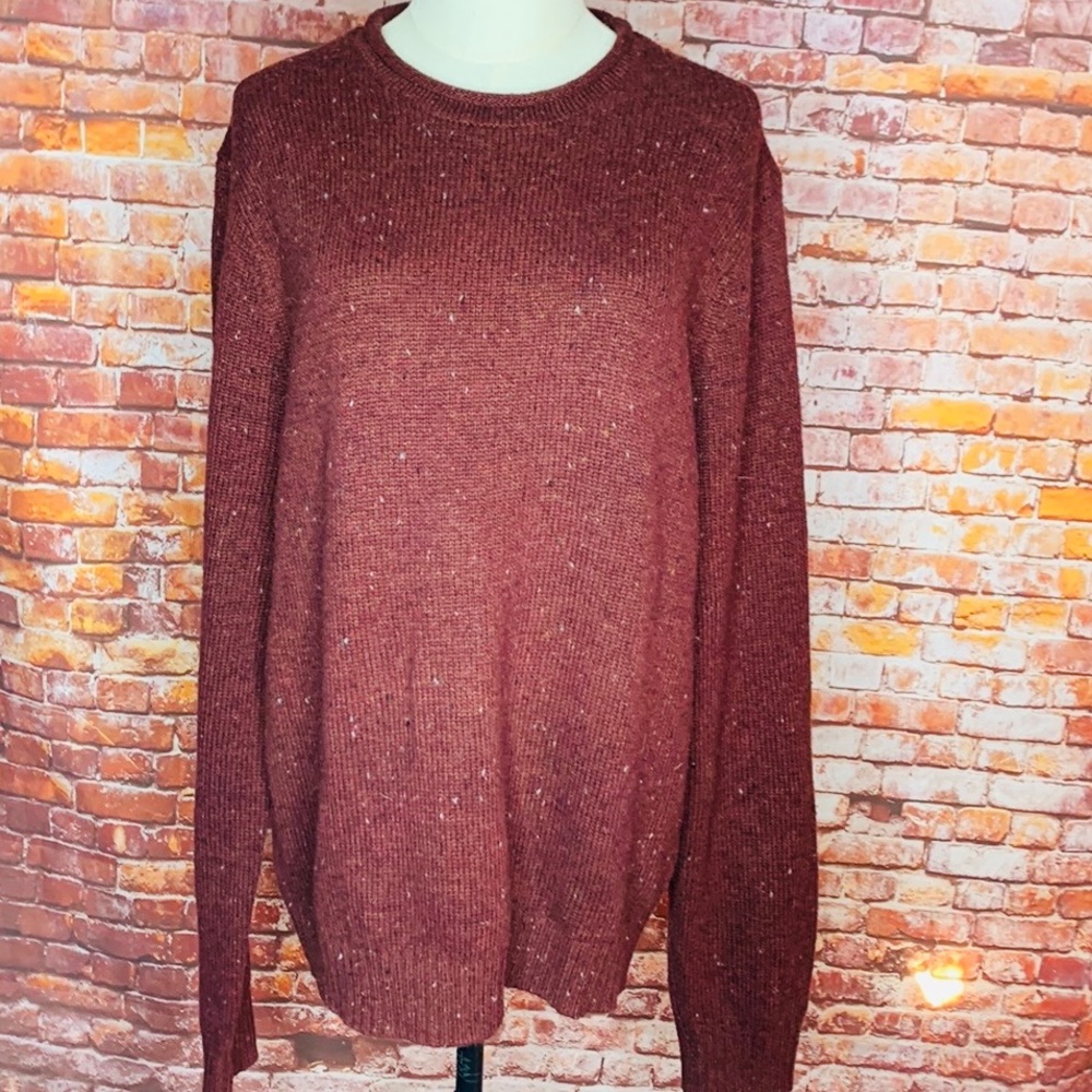 Mutual Weave Burgundy Crewneck Donegal Sweater